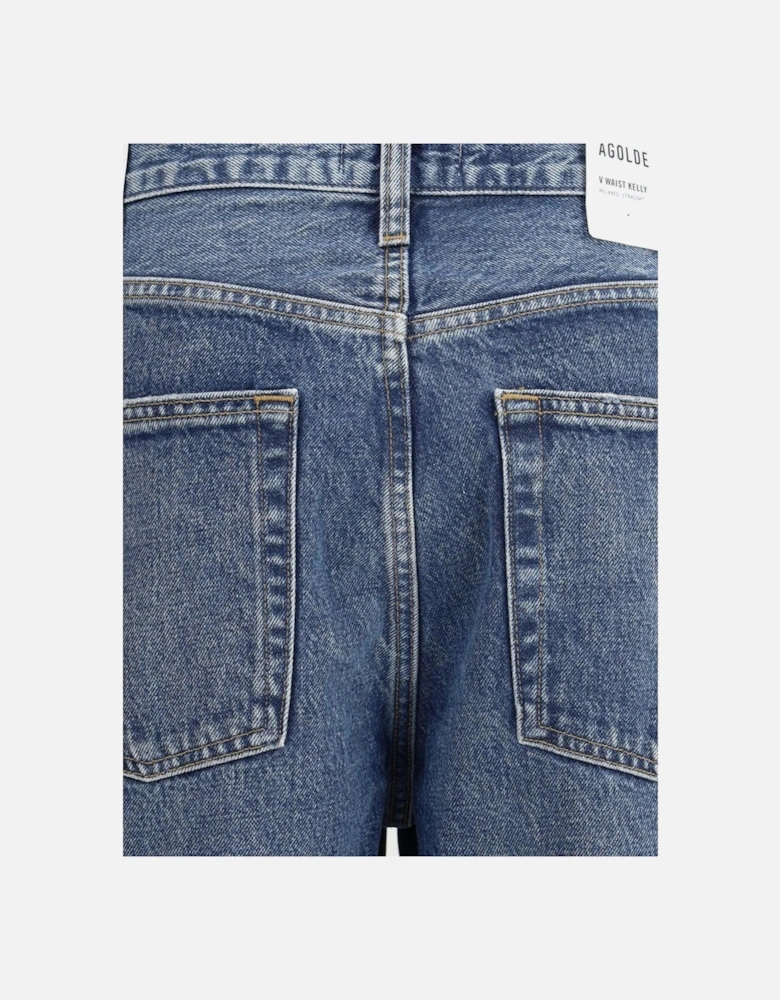 V-Front Straight Leg Five-Pocket Jeans Women - Blue Jeans