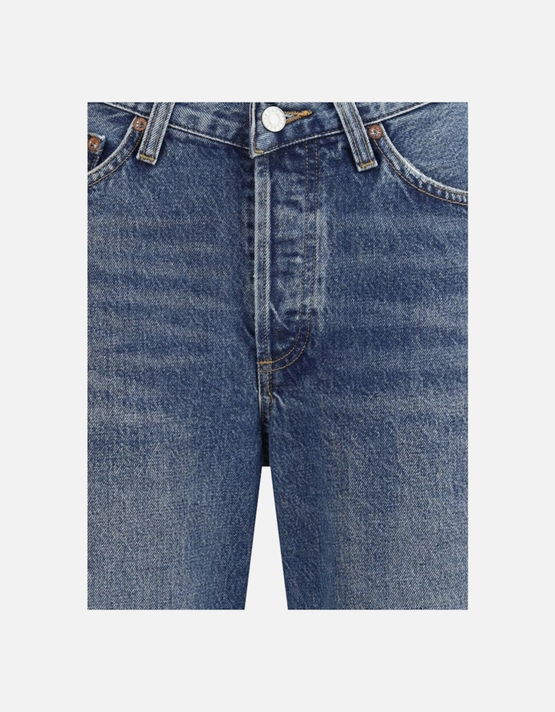 V-Front Straight Leg Five-Pocket Jeans Women - Blue Jeans