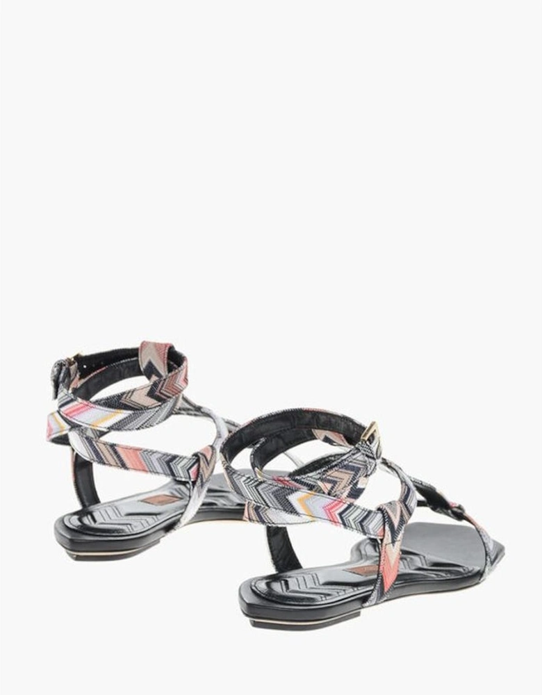 Canvas Buckle Ankle Strap Sandals Women - Multicolor