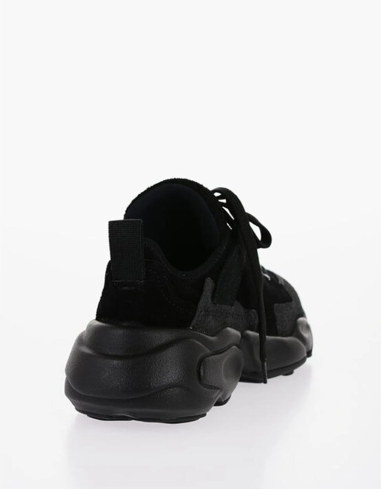 Suede Lace-Up Sneakers with Rubber Sole Women - Black