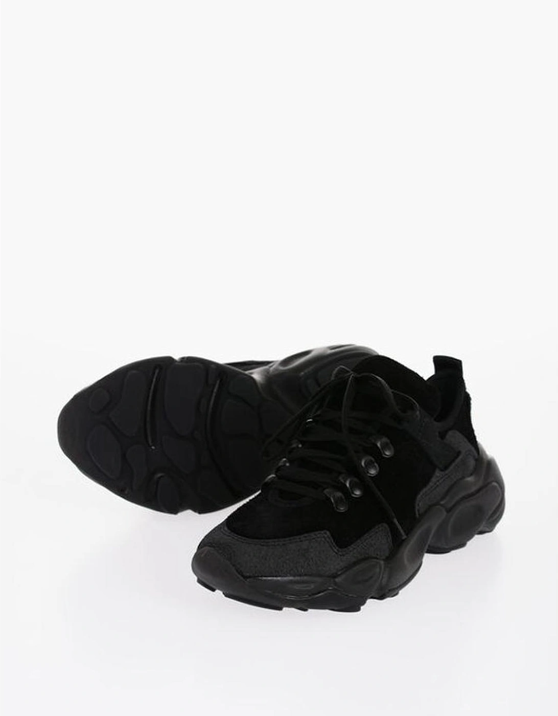 Suede Lace-Up Sneakers with Rubber Sole Women - Black, 5 of 4