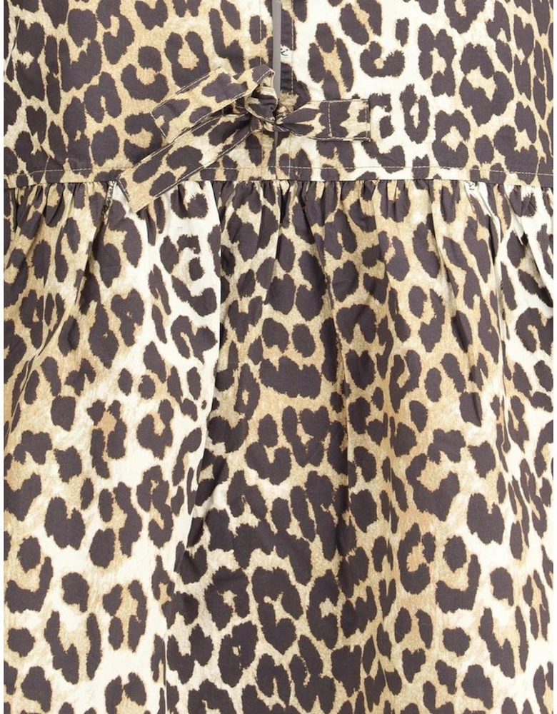Leopard Mini Dress with Balloon Sleeves and Cut-Out Details Women -