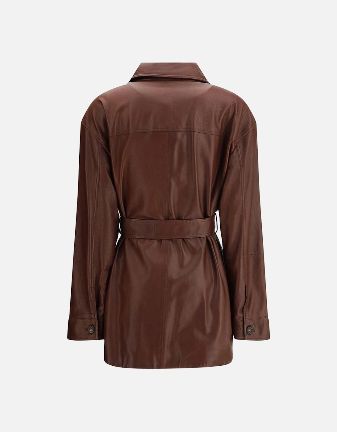 Saharan Leather Jacket with Knotted Waist Sash Women - Brown Jackets