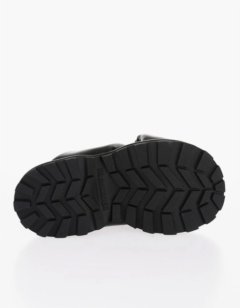 Leather Rugged Sole Rubber Sole Sneakers Women - Black Sandals