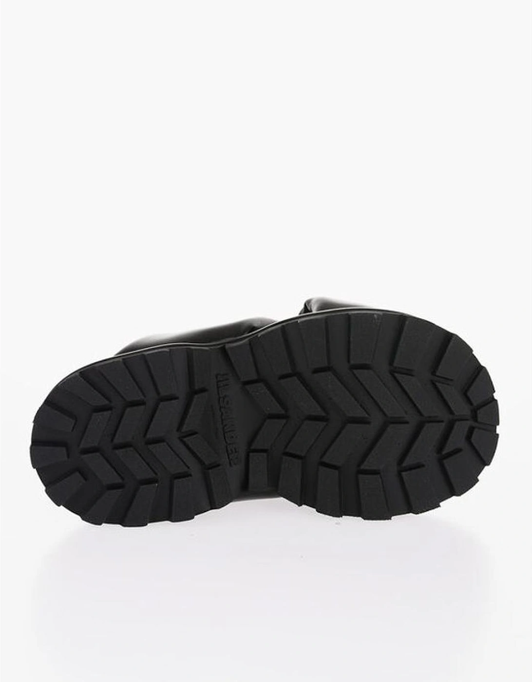 Leather Rugged Sole Rubber Sole Sneakers Women - Black Sandals