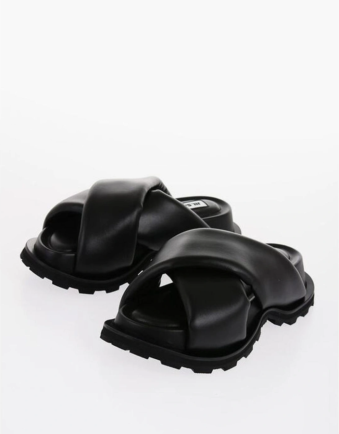 Leather Rugged Sole Rubber Sole Sneakers Women - Black Sandals, 6 of 5
