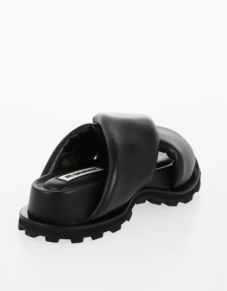 Leather Rugged Sole Rubber Sole Sneakers Women - Black Sandals