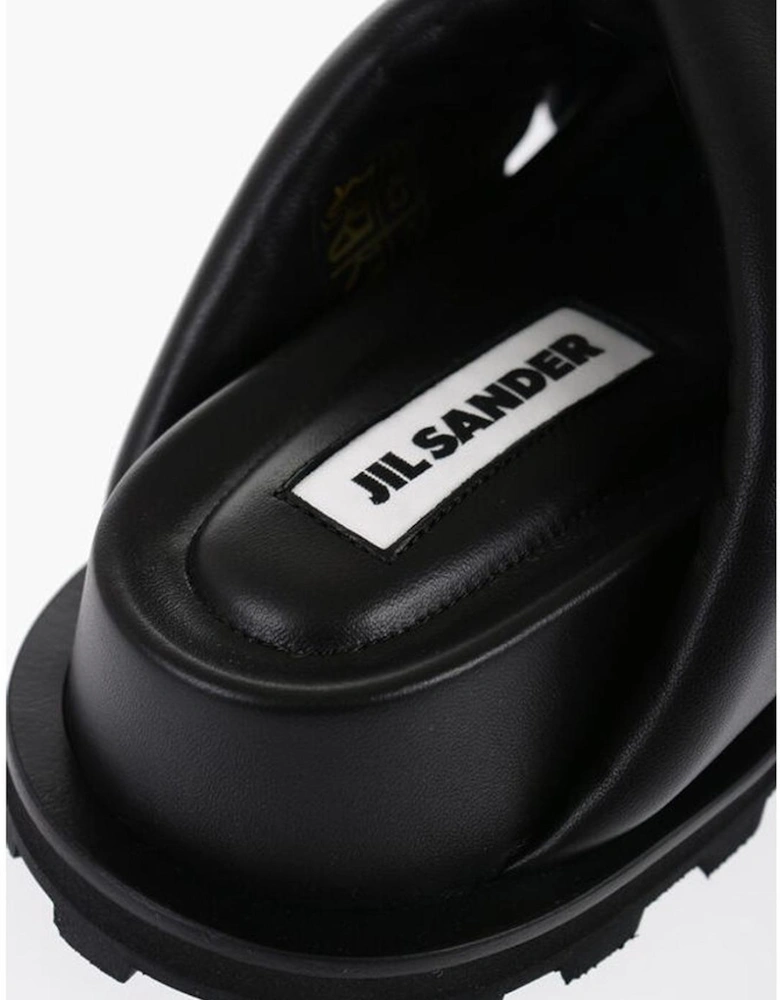 Leather Rugged Sole Rubber Sole Sneakers Women - Black Sandals