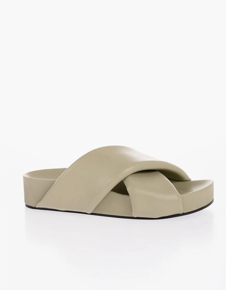 Leather Sole Beige Sandals Women