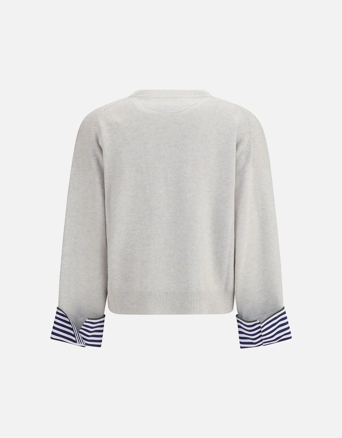 Cashmere Sweater with Ribbed Crew Neck and Jewel Cuffed Sleeves Women