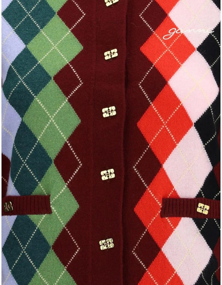 Check Pattern Cardigan with Welt Pockets Women - Multicolor Sweaters