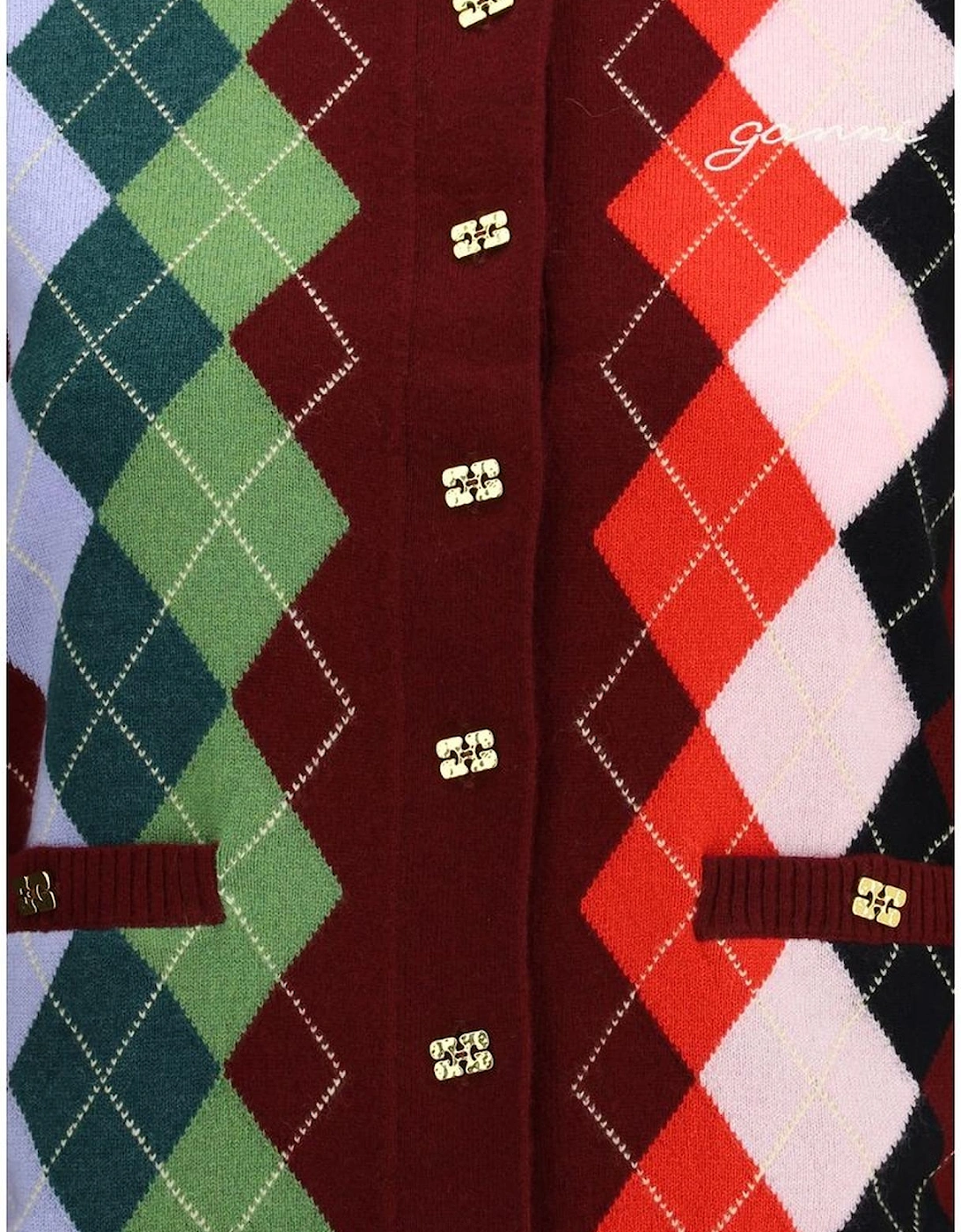 Check Pattern Cardigan with Welt Pockets Women - Multicolor Sweaters