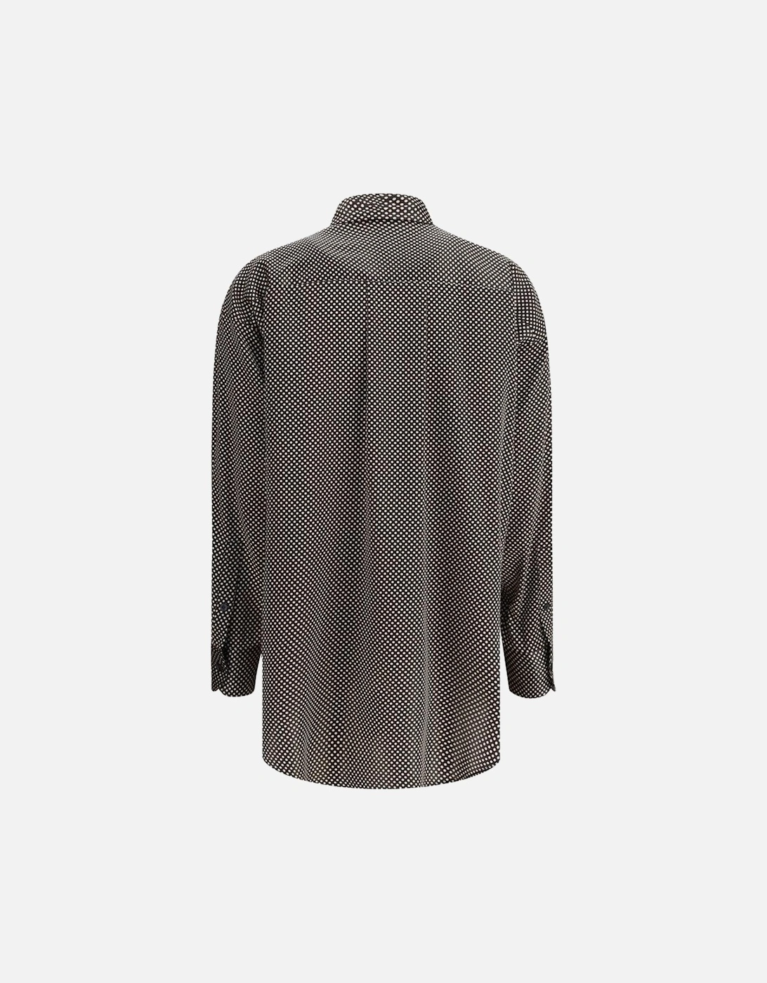 Silk Polka Dot Oversized Shirt with Pointed Collar Women - Black