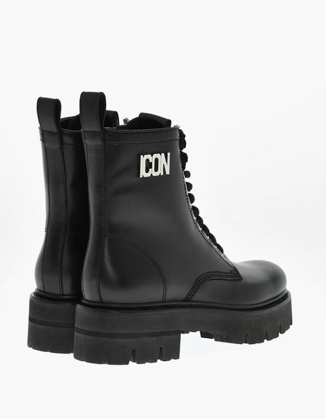 Calf High Lace-Up Boots with Zip Women - Black
