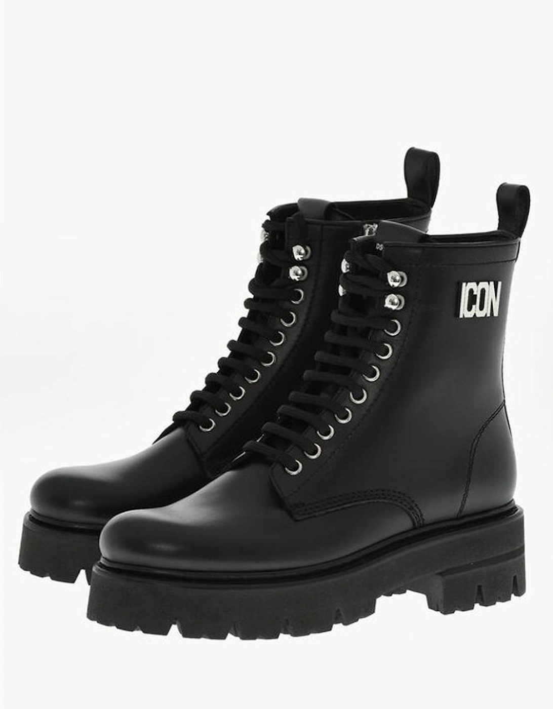 Calf High Lace-Up Boots with Zip Women - Black, 6 of 5