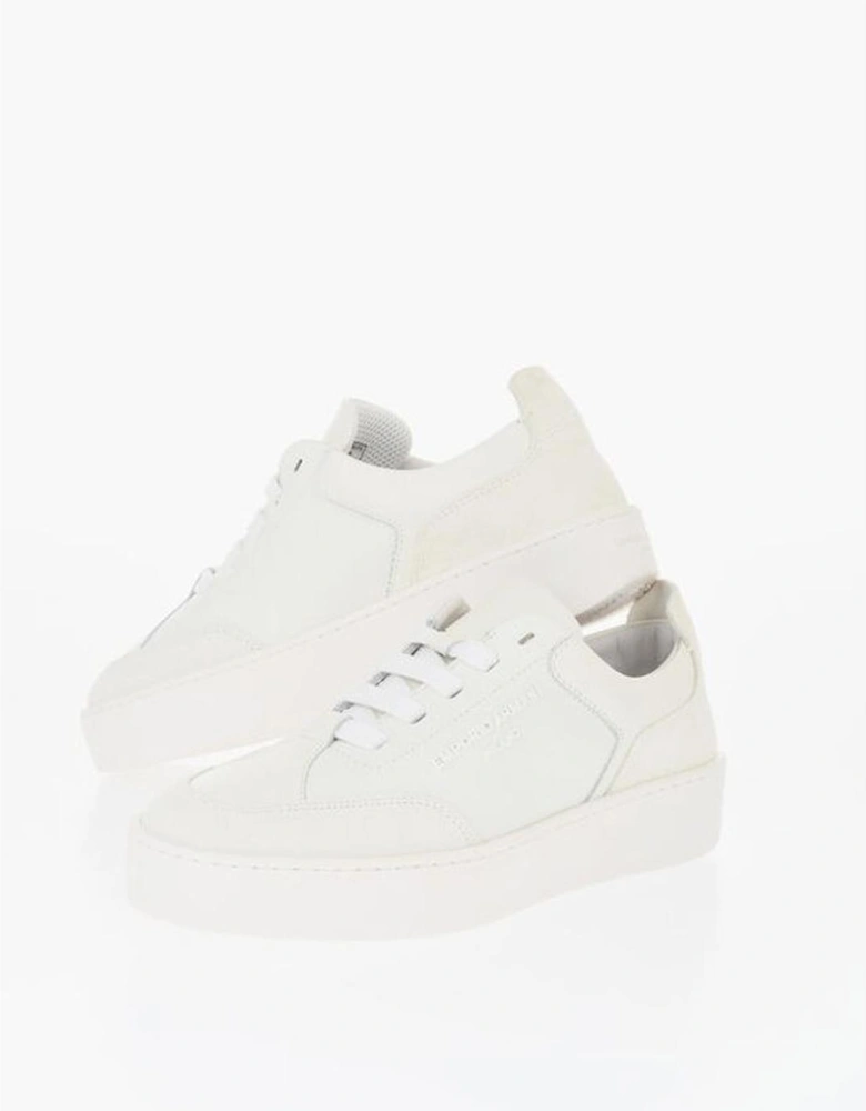 Textured Leather Lace-Up Sneakers Women - White
