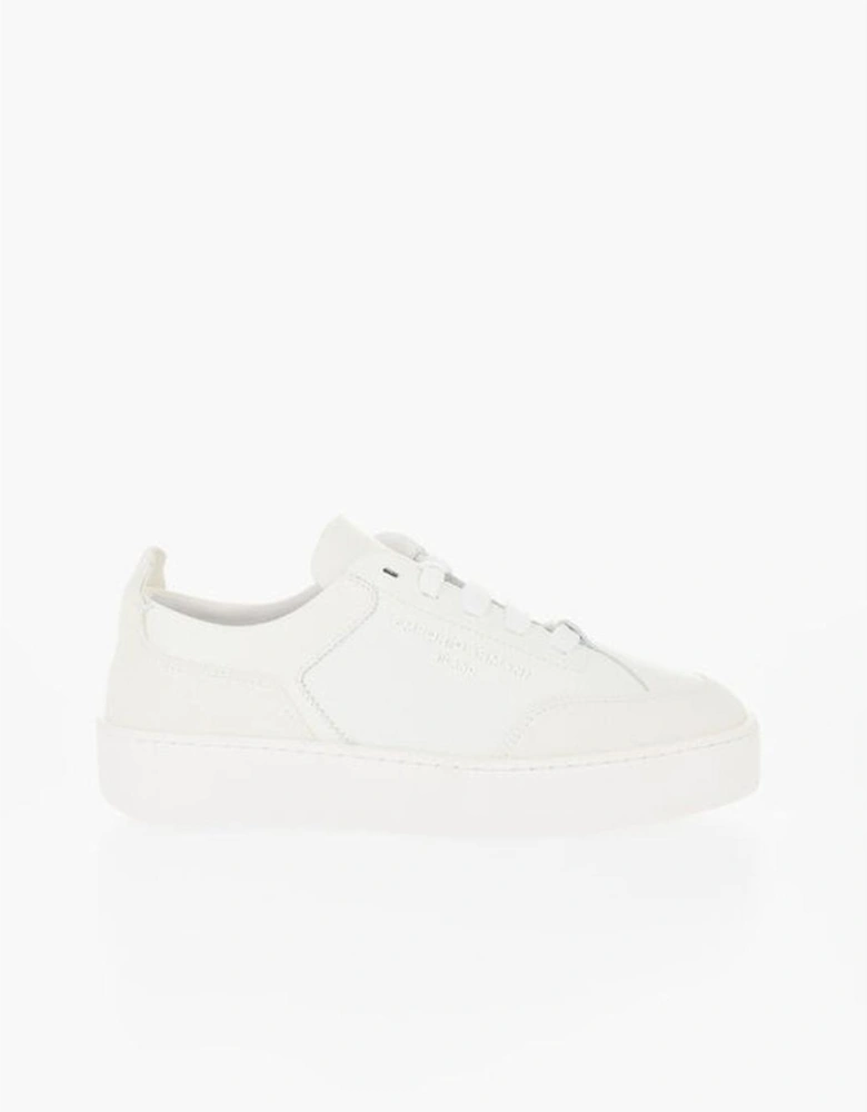 Textured Leather Lace-Up Sneakers Women - White