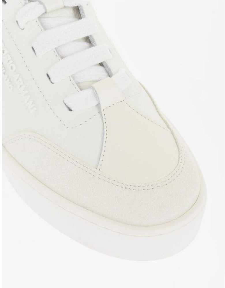 Textured Leather Lace-Up Sneakers Women - White