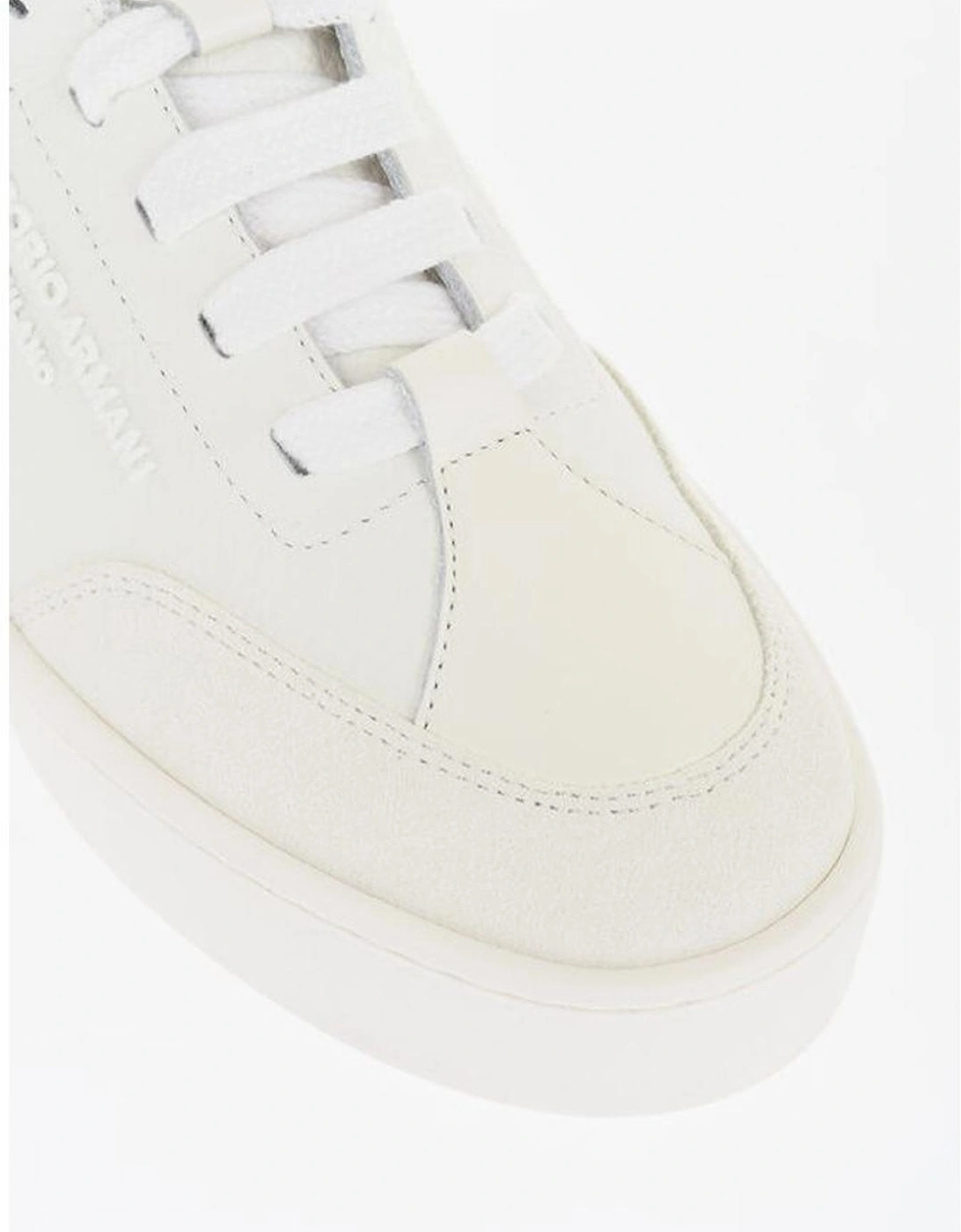 Textured Leather Lace-Up Sneakers Women - White