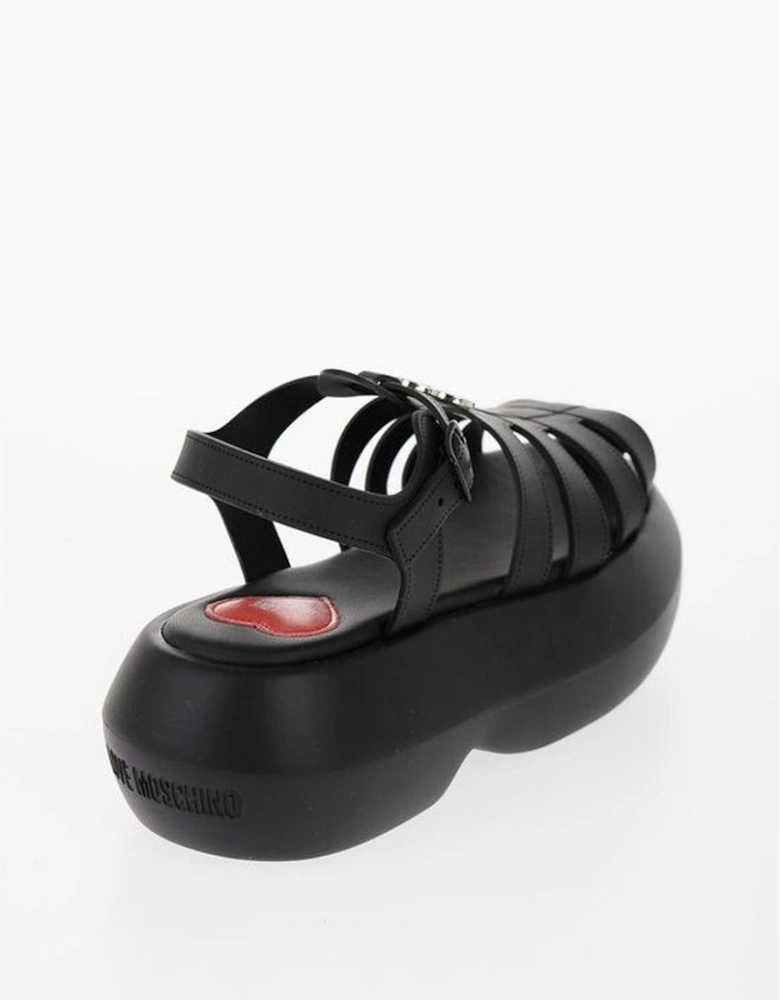 Eco-Leather Buckle Ankle Strap Platform Sandals Women - Black