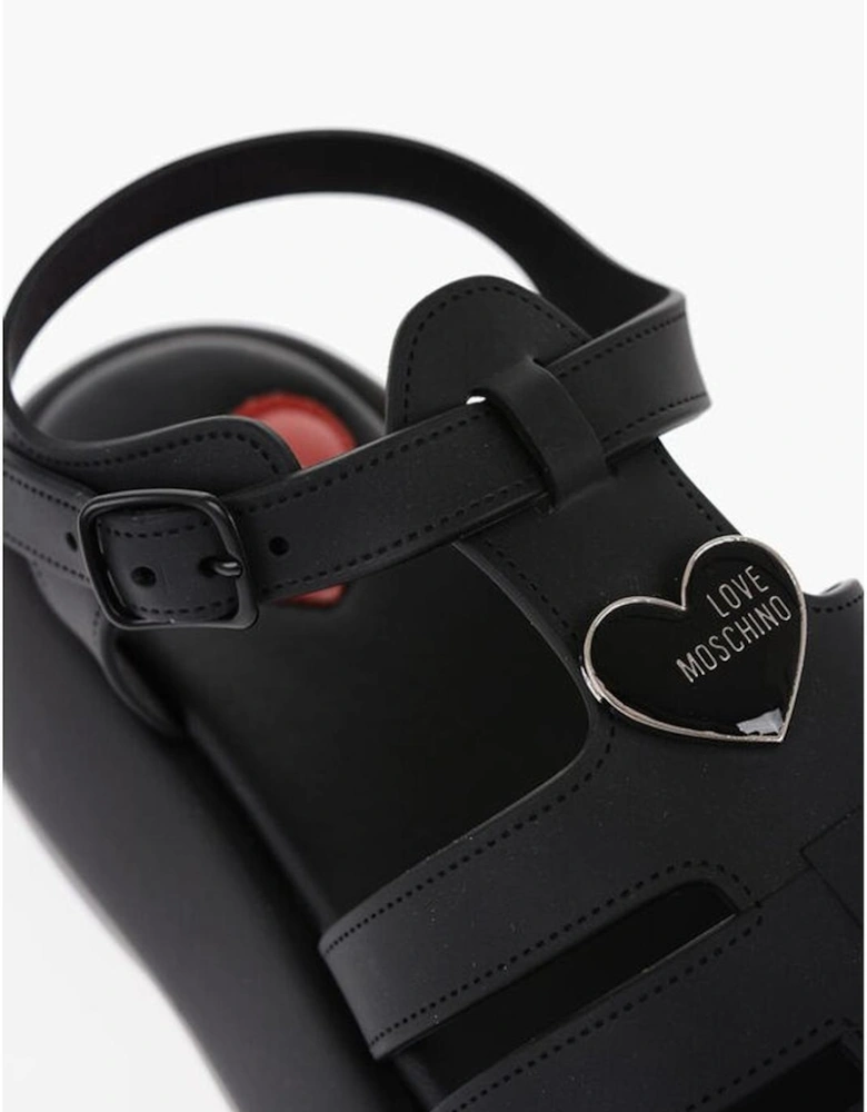 Eco-Leather Buckle Ankle Strap Platform Sandals Women - Black