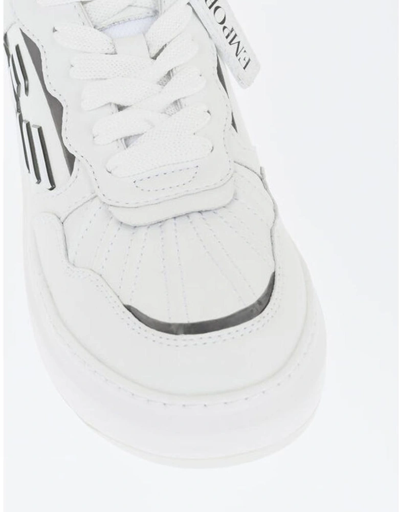 Leather Lace-Up Sneakers with Rubber Sole Women - White