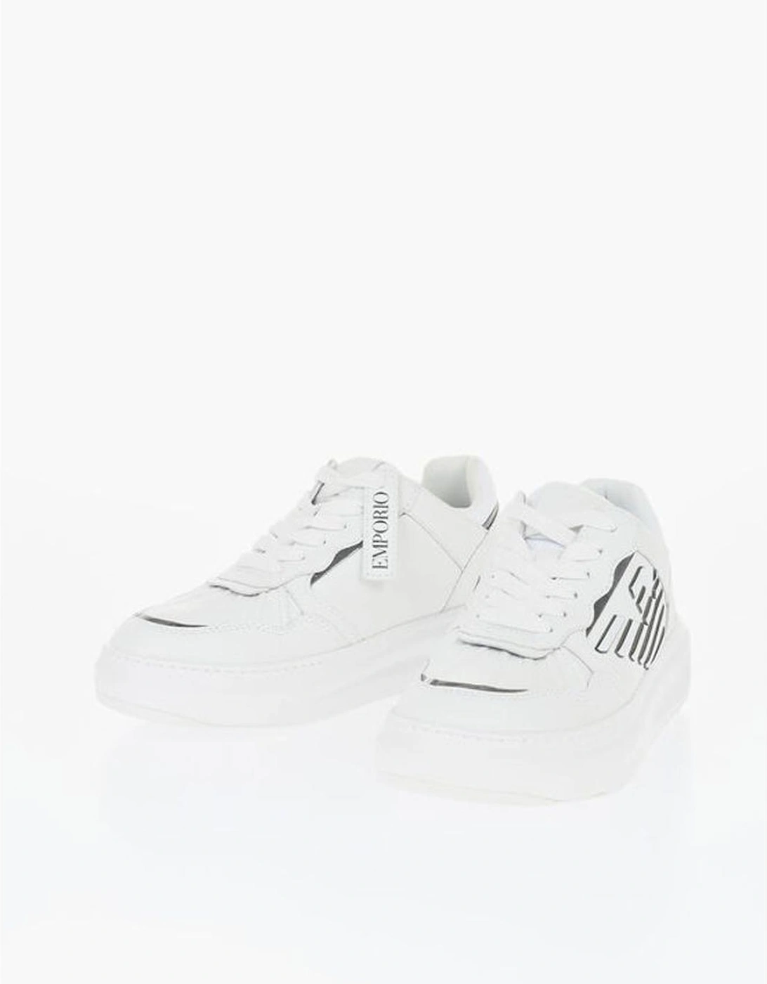 Leather Lace-Up Sneakers with Rubber Sole Women - White, 5 of 4
