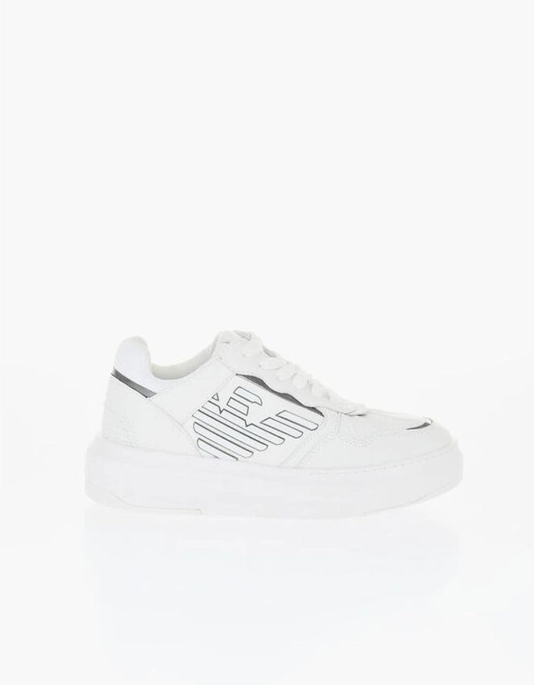 Leather Lace-Up Sneakers with Rubber Sole Women - White