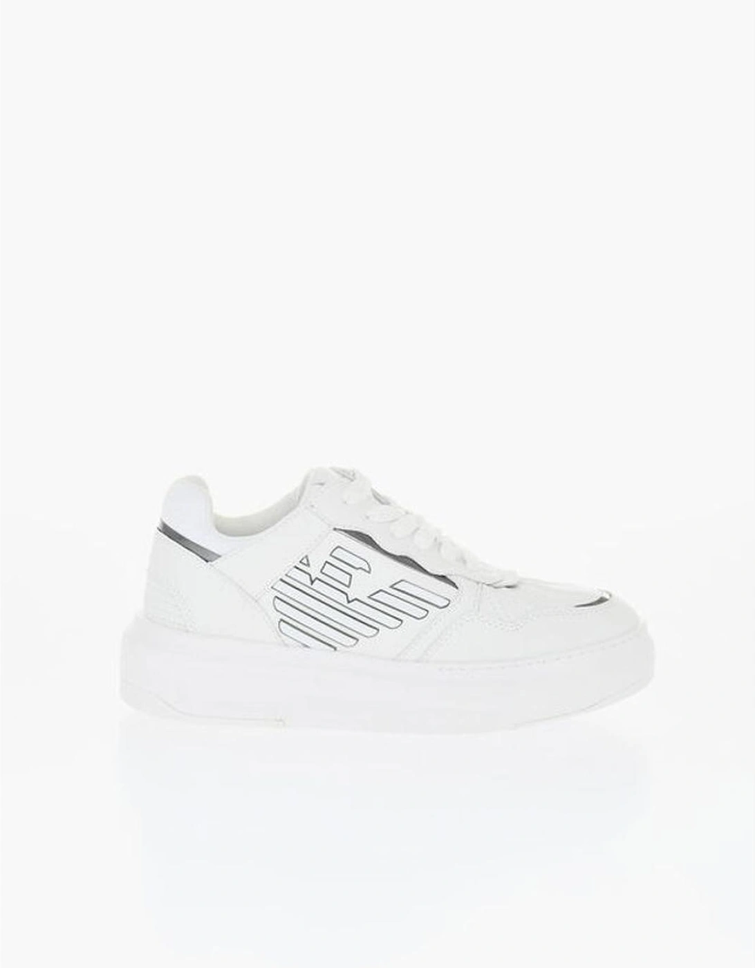 Leather Lace-Up Sneakers with Rubber Sole Women - White