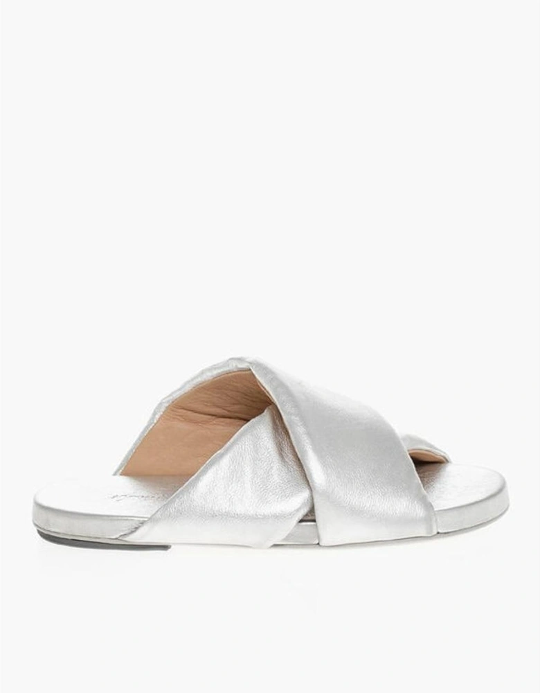 Leather Slip-On Shoes with Silver Details Women Sandals
