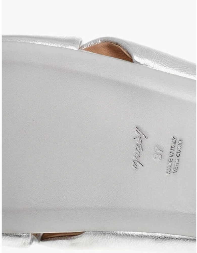 Leather Slip-On Shoes with Silver Details Women Sandals