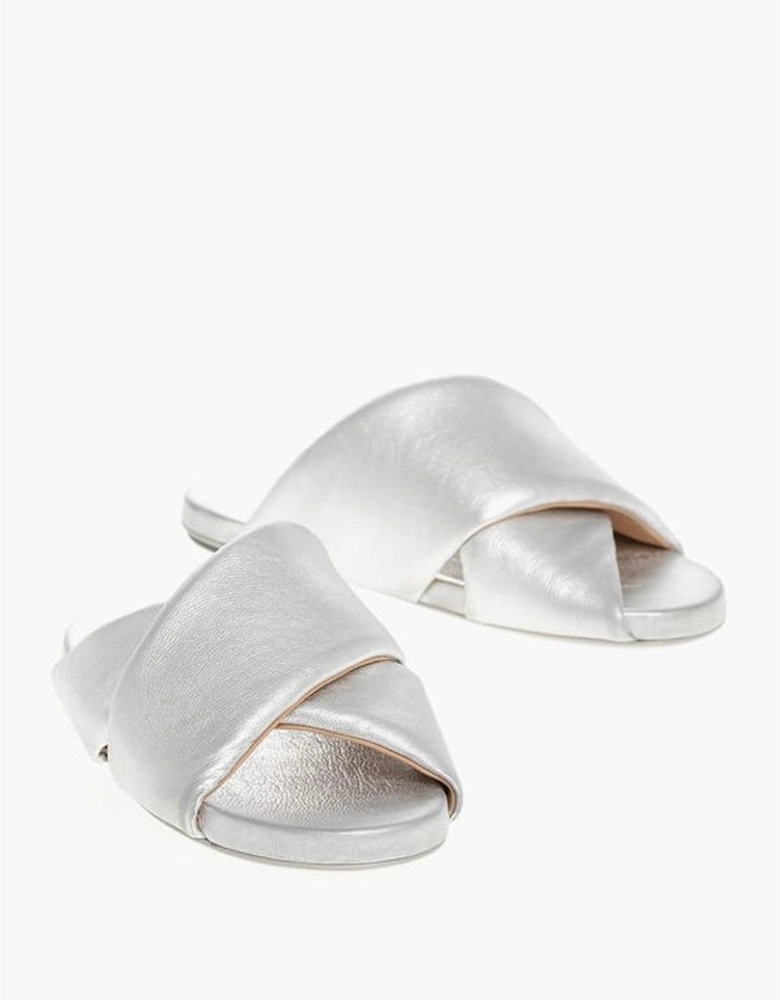 Leather Slip-On Shoes with Silver Details Women Sandals
