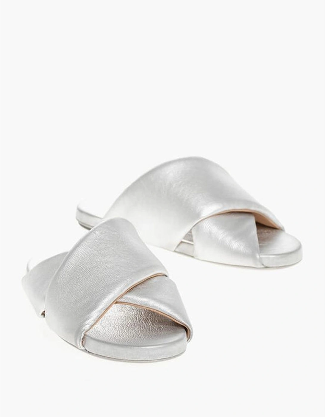 Leather Slip-On Shoes with Silver Details Women Sandals, 6 of 5