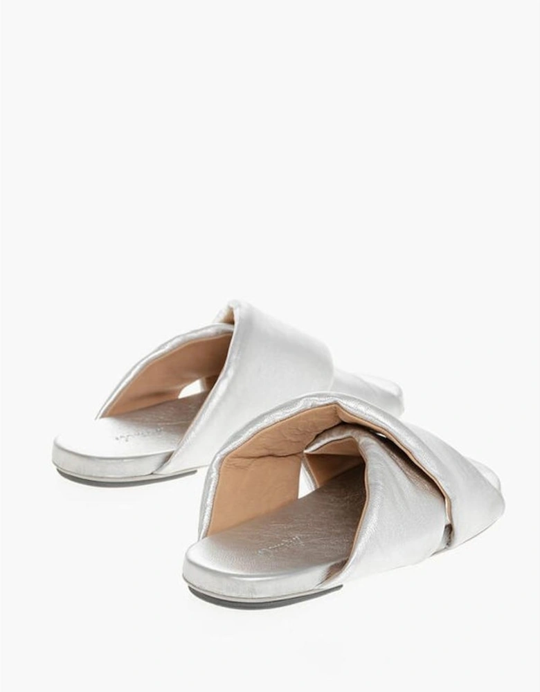 Leather Slip-On Shoes with Silver Details Women Sandals