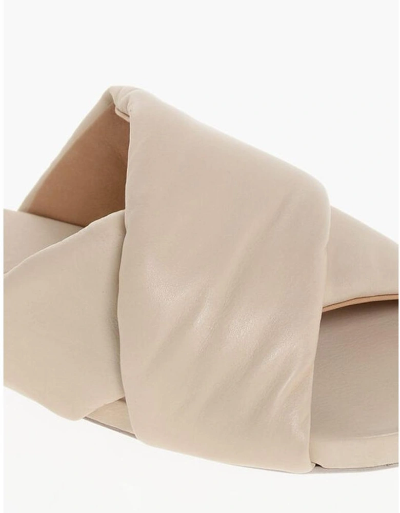 Leather Slip-On Shoes Women - Beige Sandals