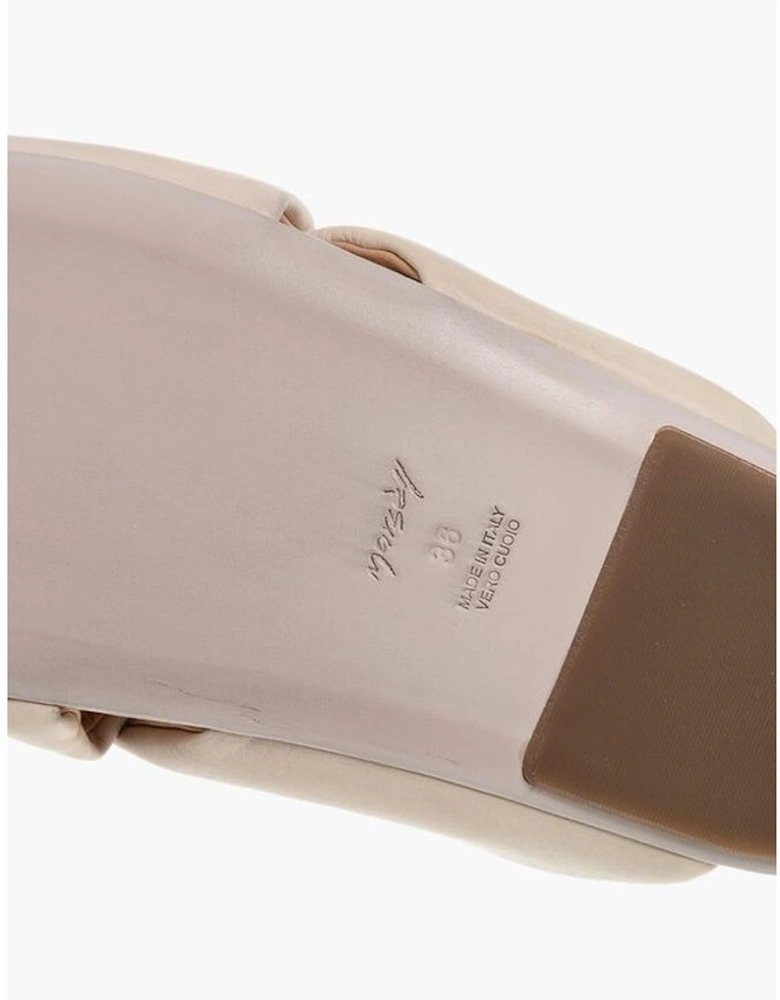 Leather Slip-On Shoes Women - Beige Sandals