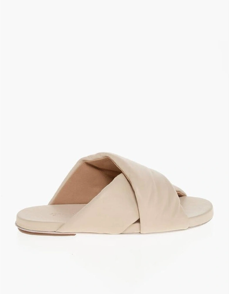 Leather Slip-On Shoes Women - Beige Sandals