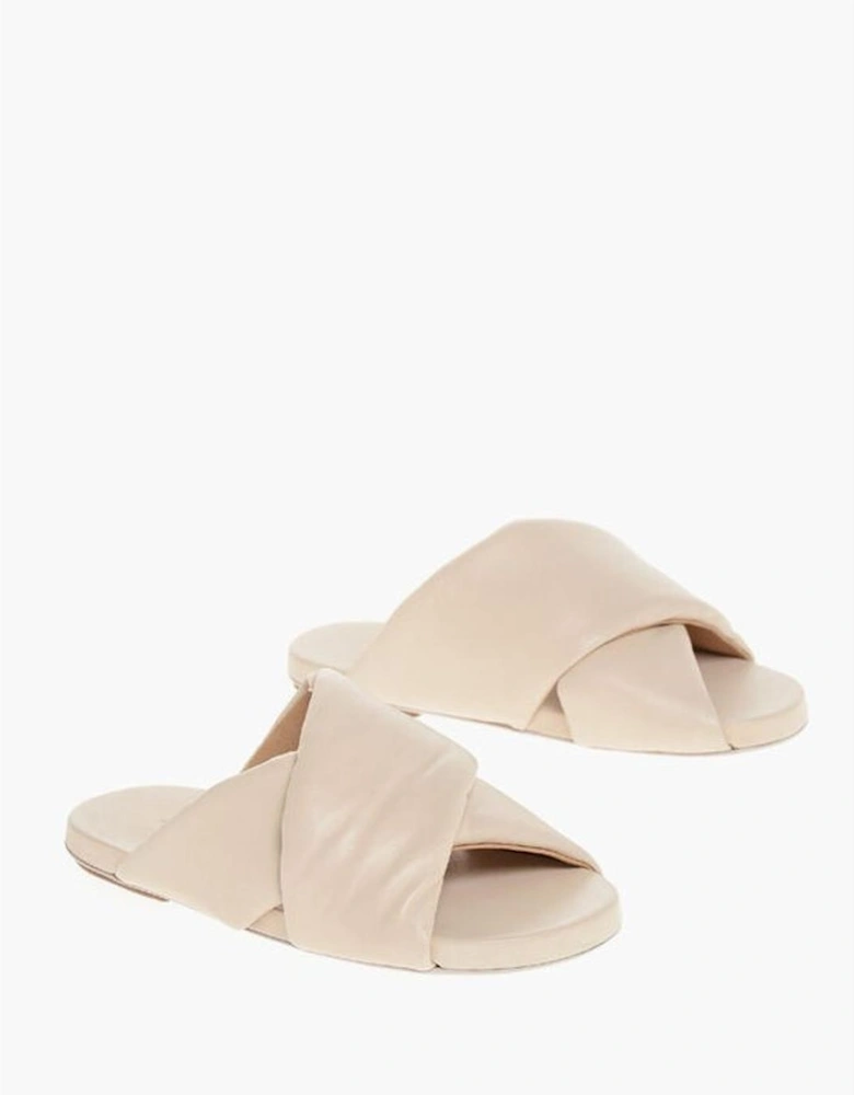 Leather Slip-On Shoes Women - Beige Sandals