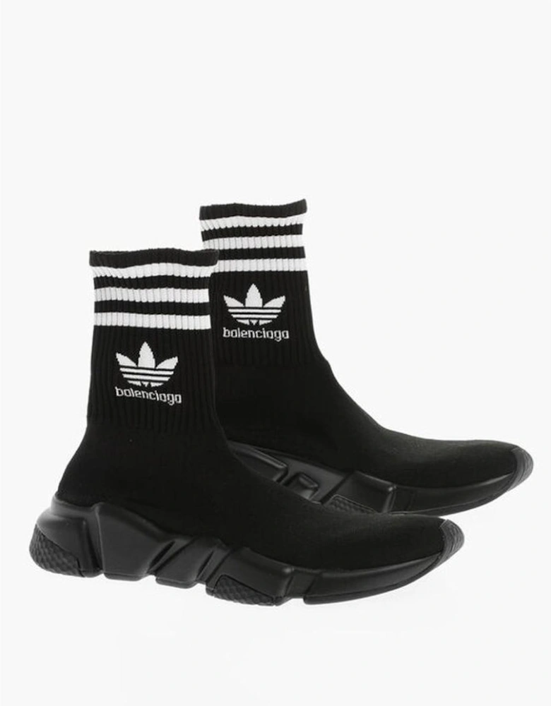 Canvas Print Rubber Sole Pull-On Sneakers Women - Black