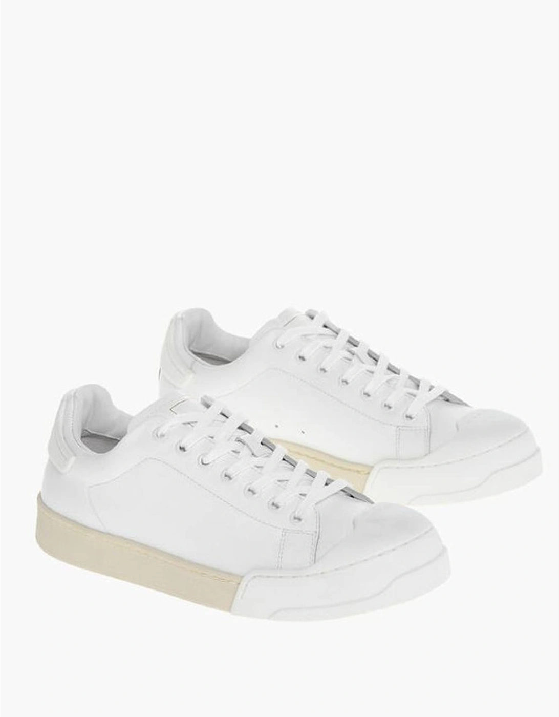 Leather Lace-Up Sneakers with Rubber Sole Women - White, 6 of 5