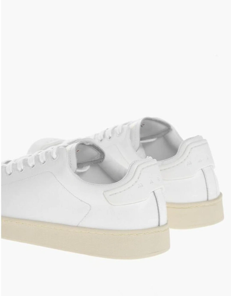 Leather Lace-Up Sneakers with Rubber Sole Women - White