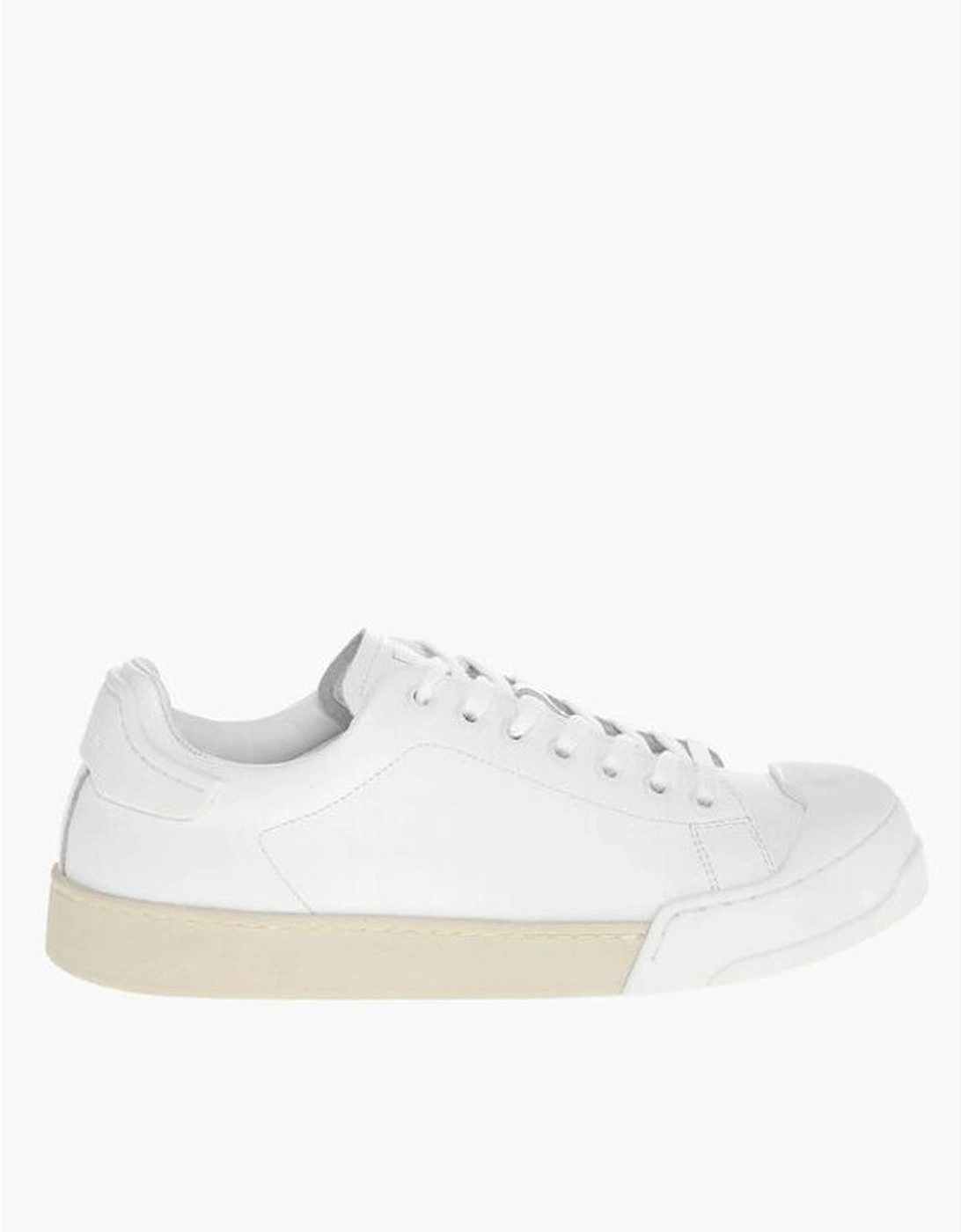 Leather Lace-Up Sneakers with Rubber Sole Women - White