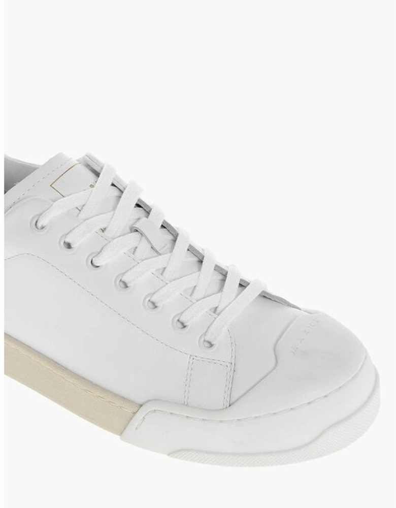 Leather Lace-Up Sneakers with Rubber Sole Women - White