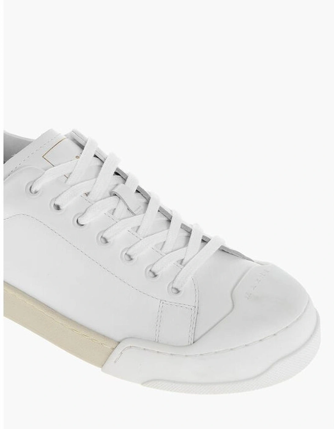 Leather Lace-Up Sneakers with Rubber Sole Women - White