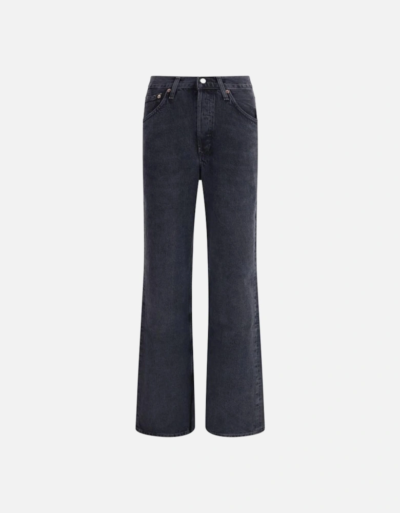V-Shaped Waistband Straight Leg Jeans Women - Black Jeans