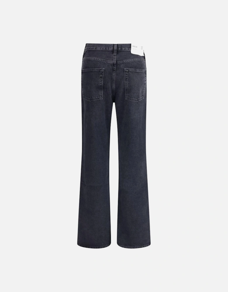 V-Shaped Waistband Straight Leg Jeans Women - Black Jeans