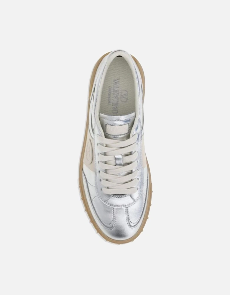 Upvillage Laminated Calf Leather Sneakers Women - Silver
