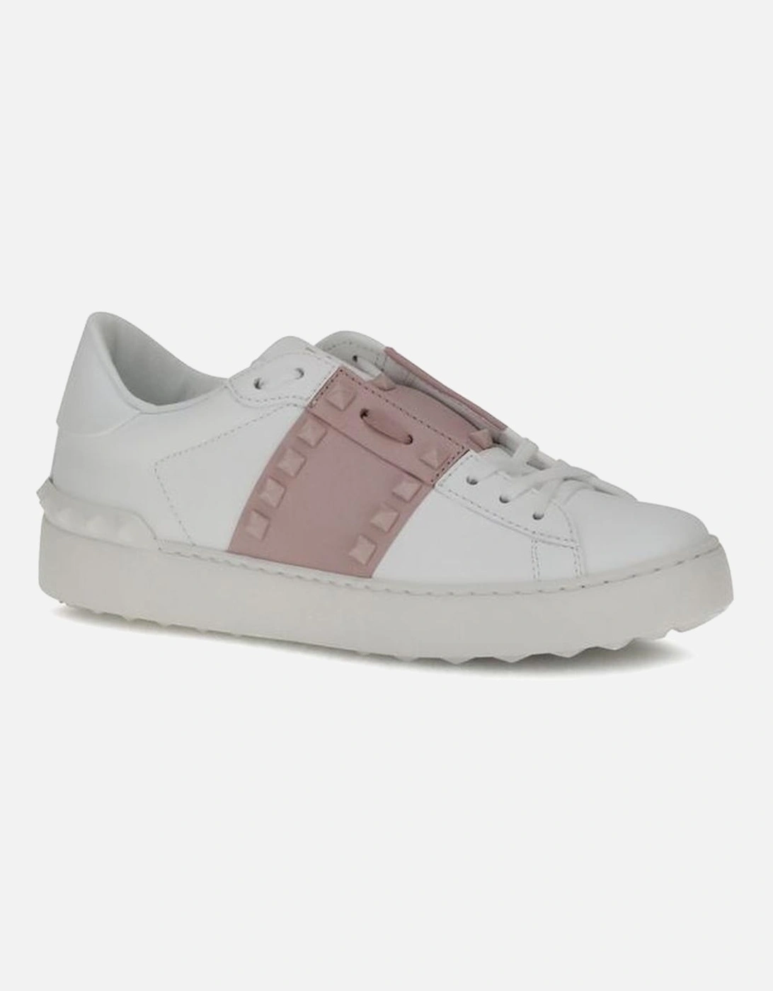 Rockstud Untitled Calfskin Sneakers with Platinum-Finish Studs Women -