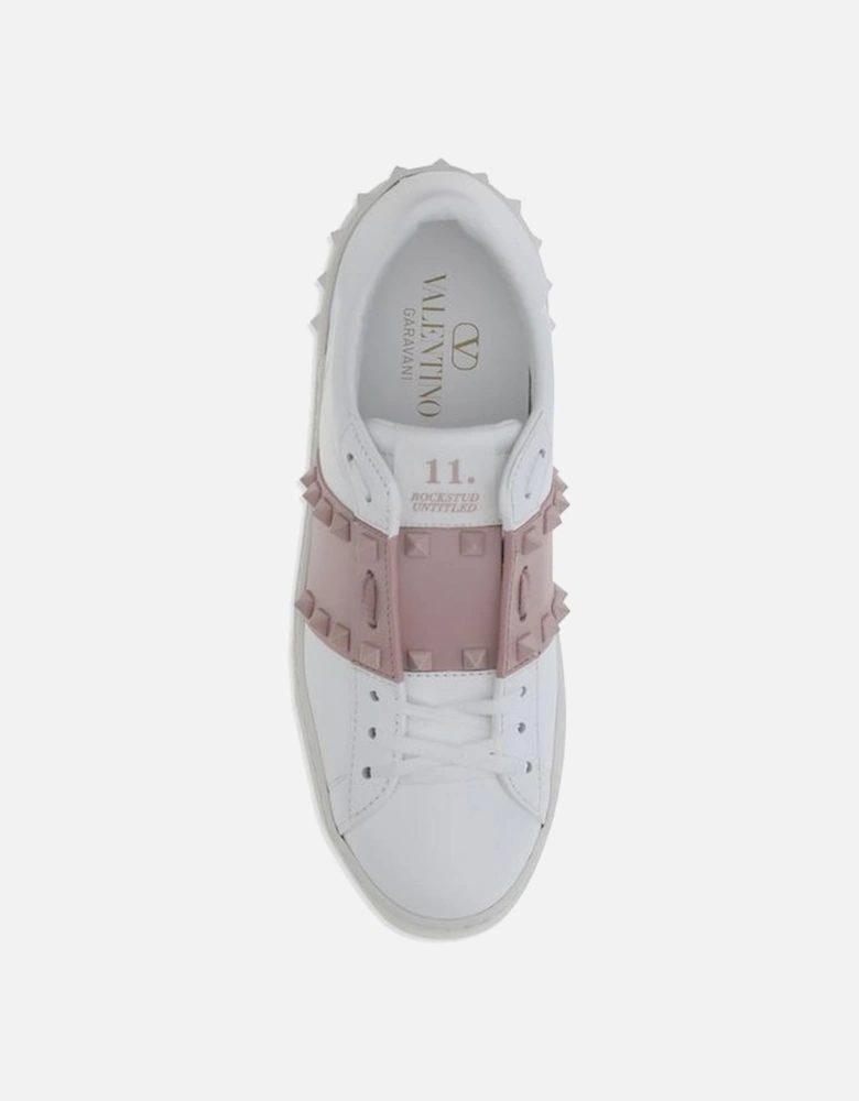 Rockstud Untitled Calfskin Sneakers with Platinum-Finish Studs Women -