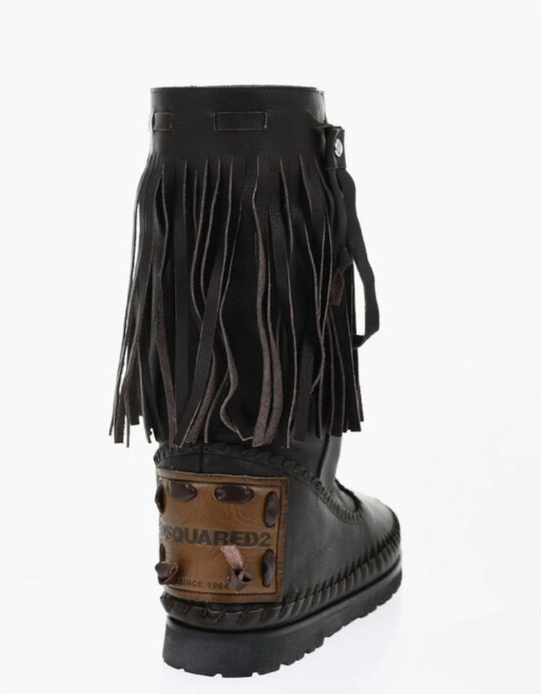 Pull-On Round Toe Rubber Sole Shoes Women - Brown Boots